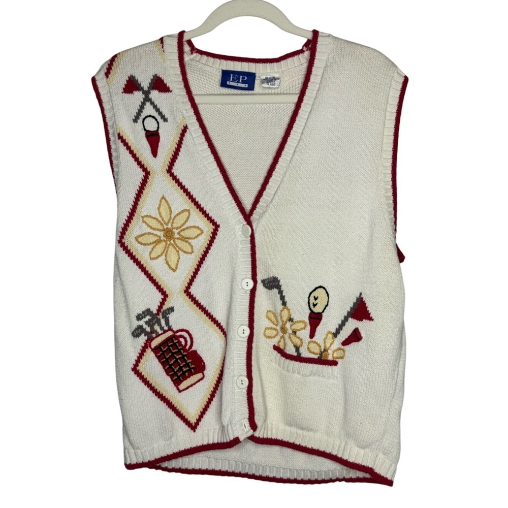 EP Pro Womens Golf Sweater Vest Sz XL Retro Country‎ Club Old Money Athleisure